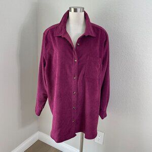 Woman Within Womens Plus 2X Button Up Burgundy Corduroy Shirt Jacket